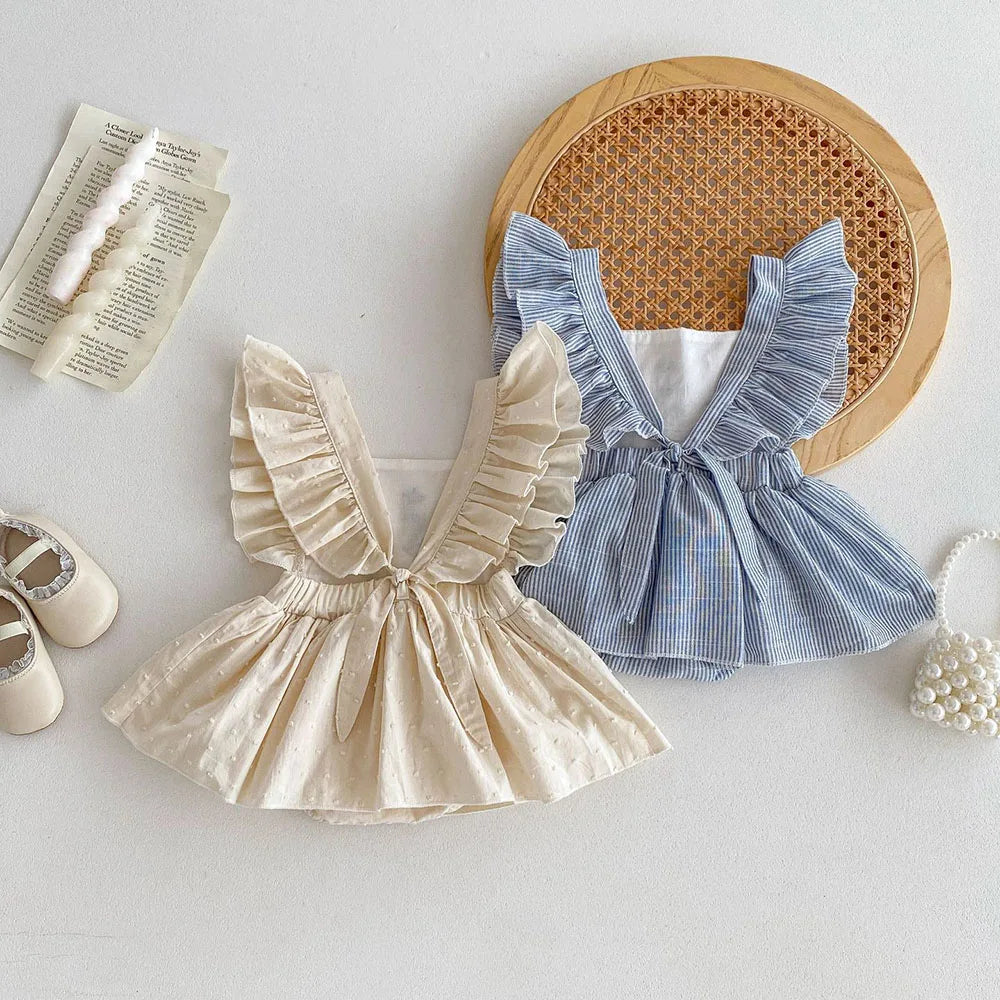 Pretty Ruffle Sleeve Romper Dress