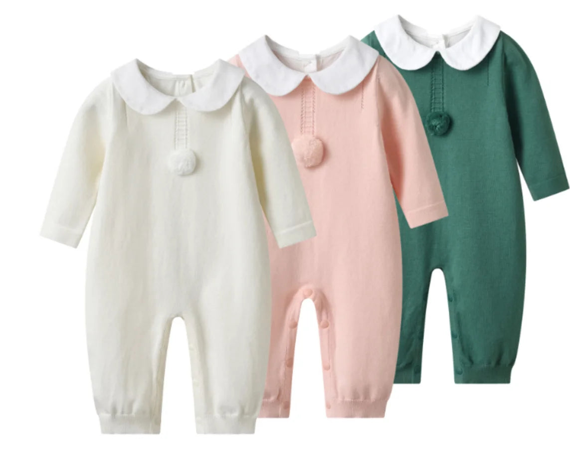 Knitted Baby Pompom Romper