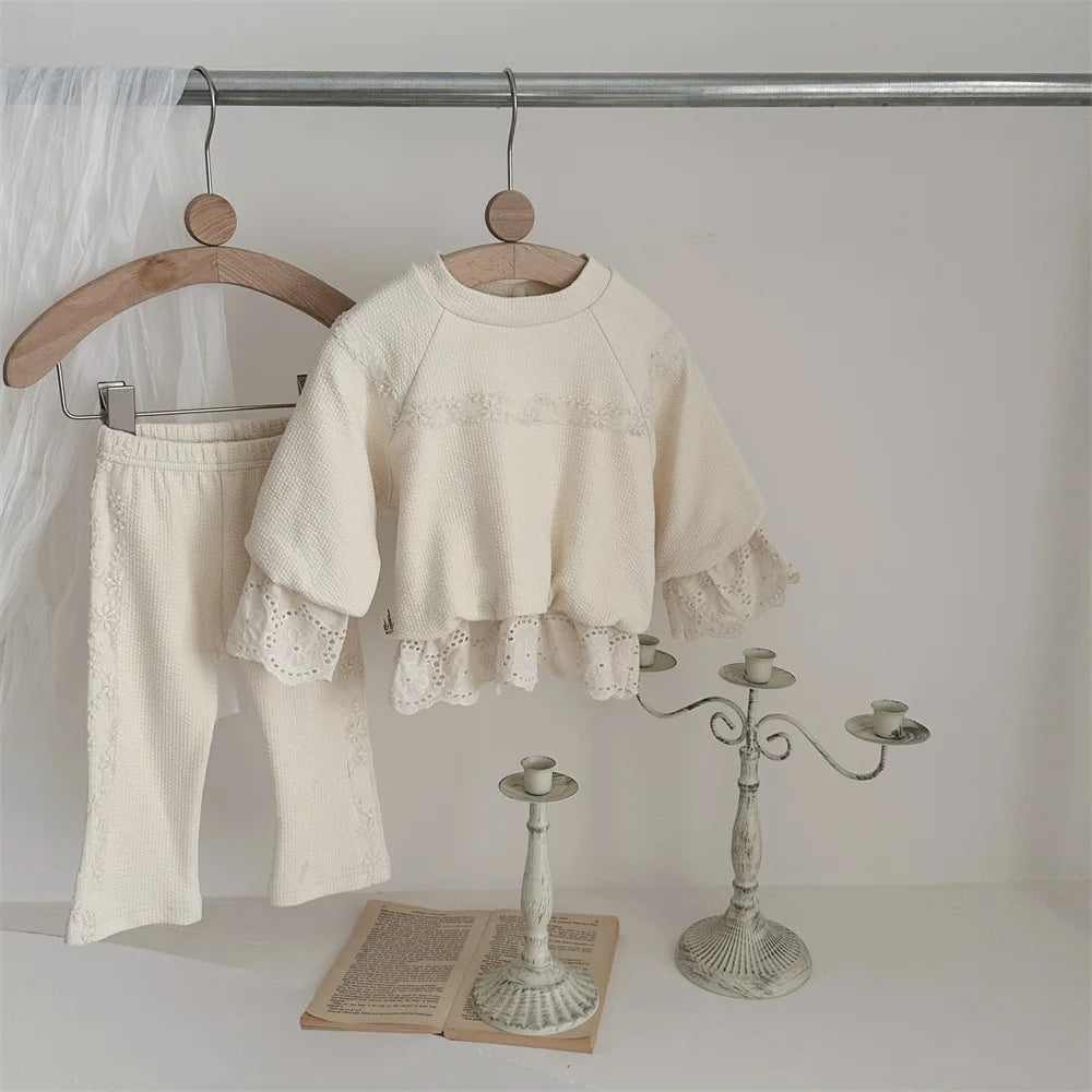 Lace Jumper & Flared Leggings Set