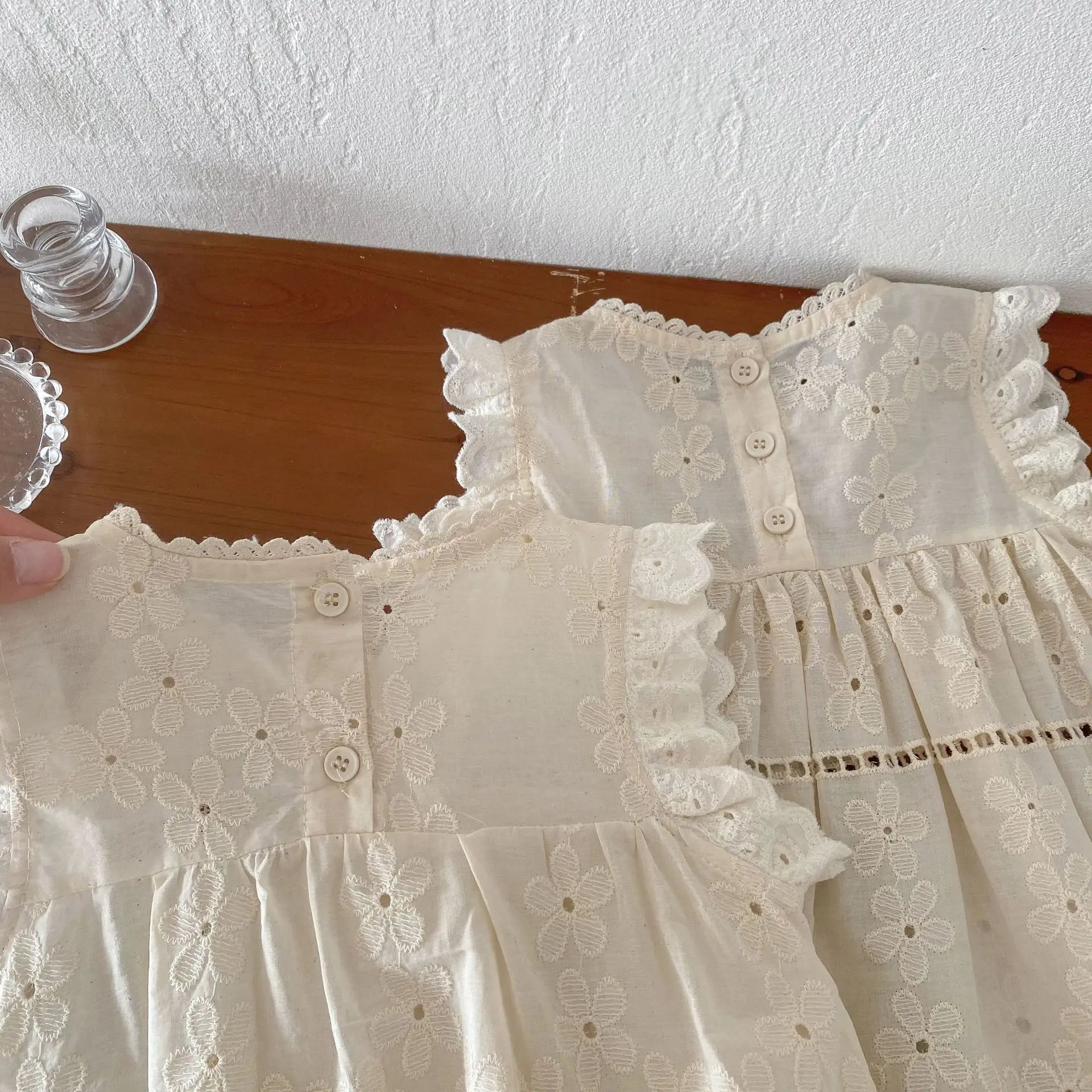 Frilled Sleeve Floral Embroidery Summer Dress