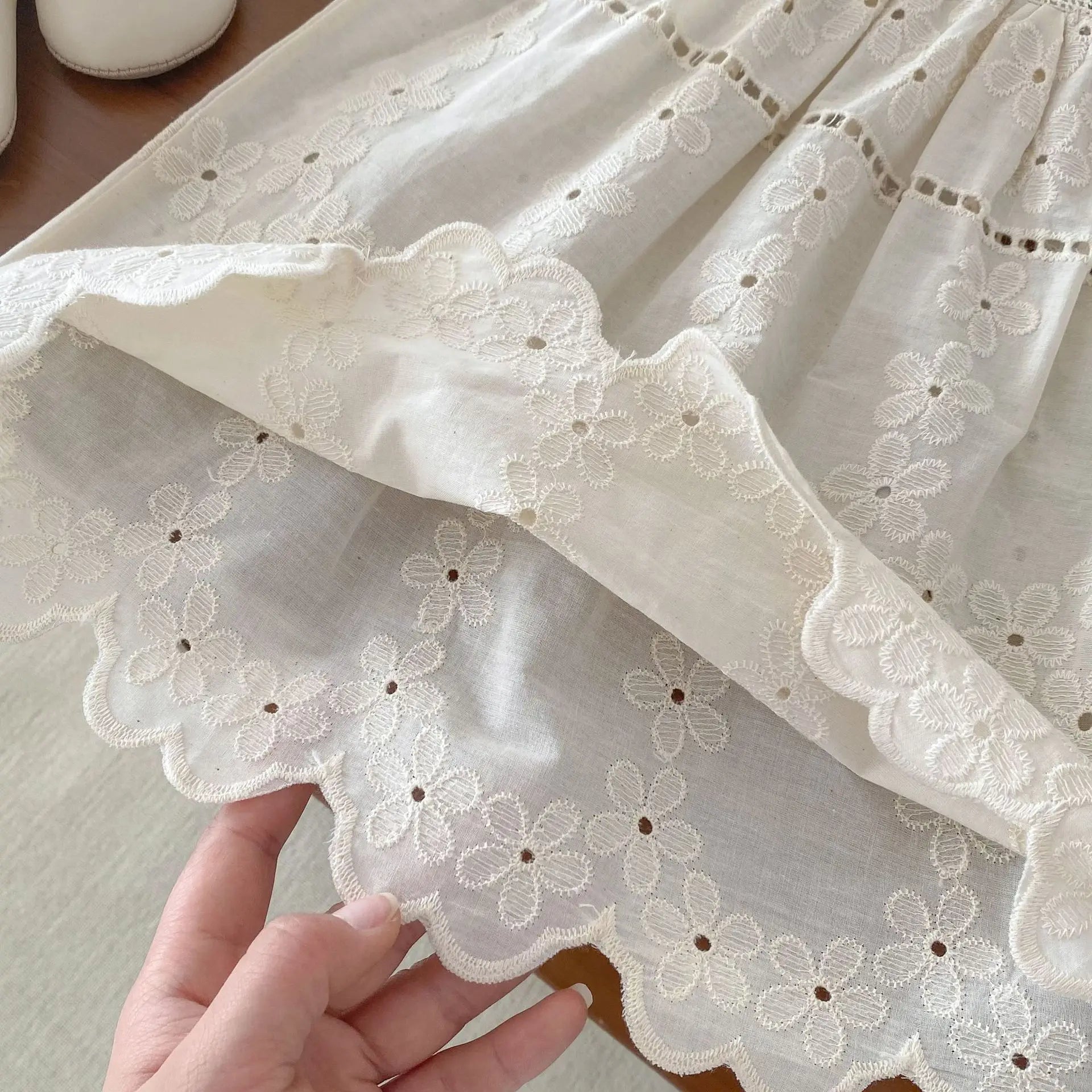 Frilled Sleeve Floral Embroidery Summer Dress