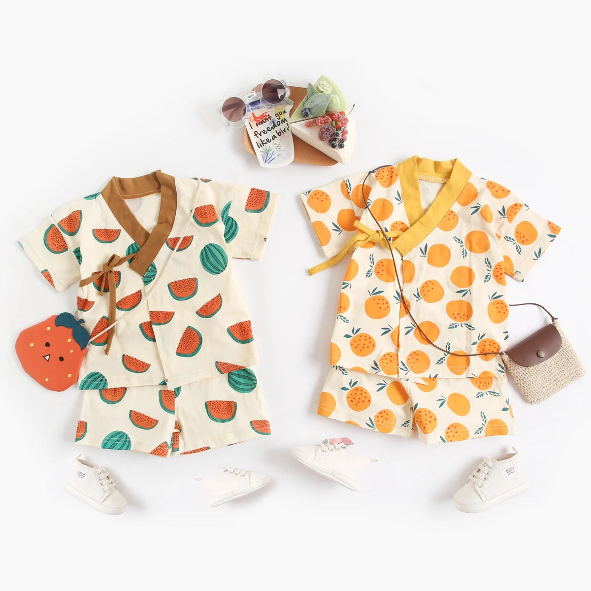 Fruity Kimono Top and Shorts set