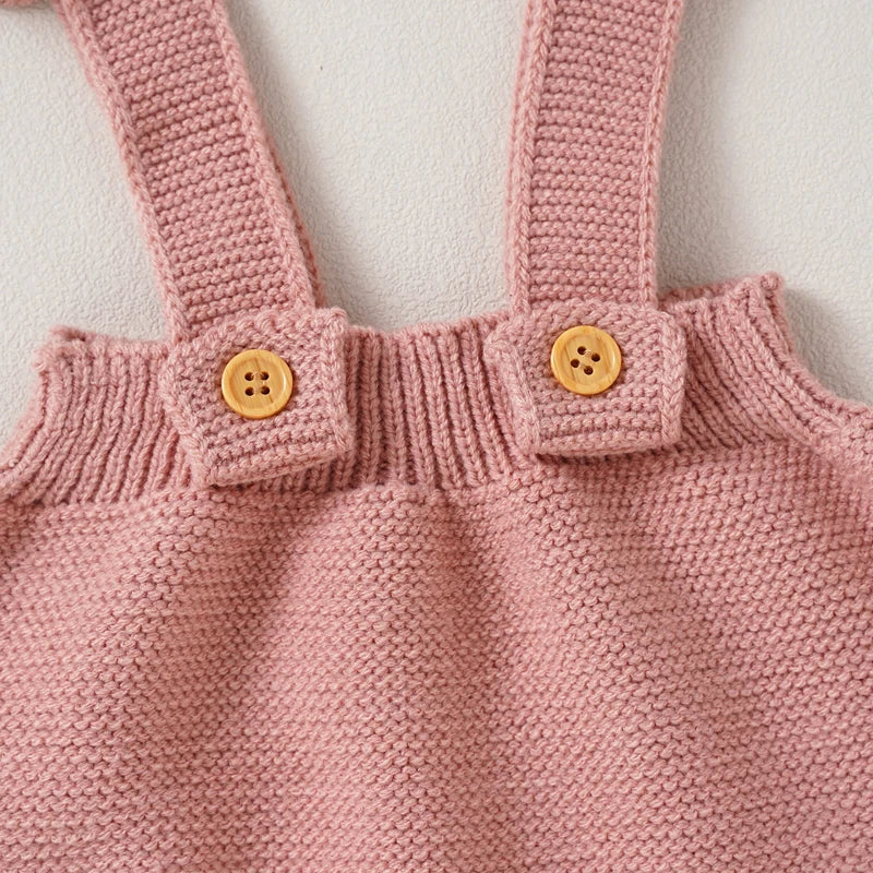 Knitted Ruffled Romper & Bonnet