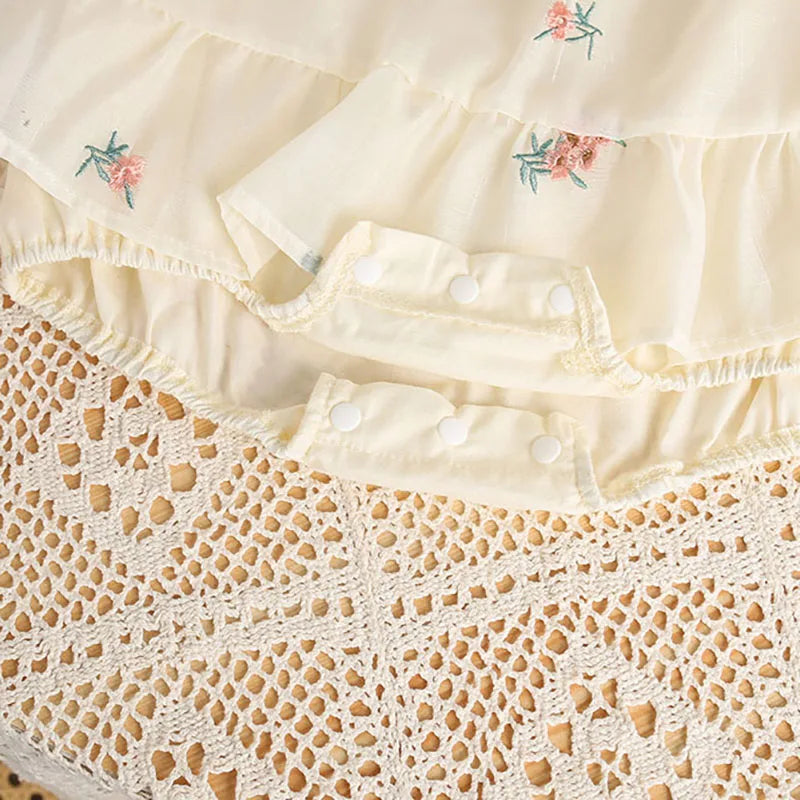 Embroidery Floral Romper Dress Set