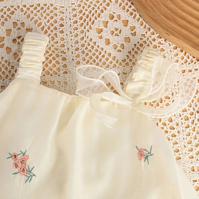 Embroidery Floral Romper Dress Set