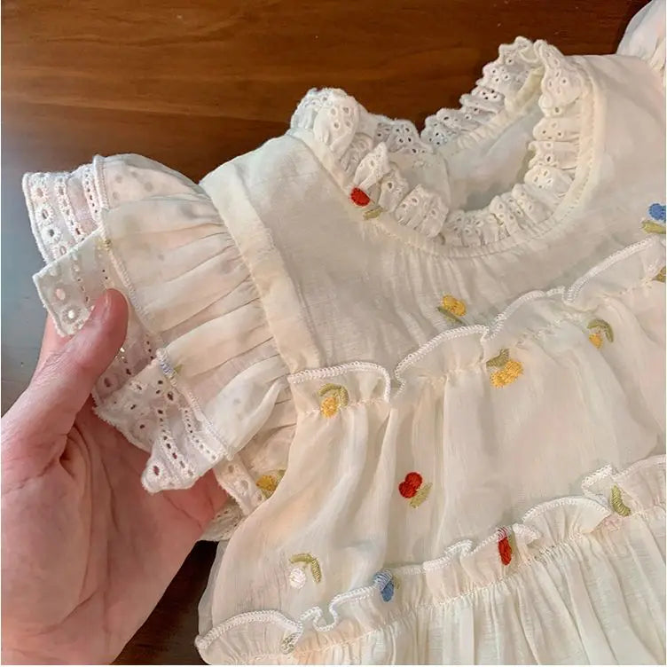 Embroidery Lace Top & Shorts Set