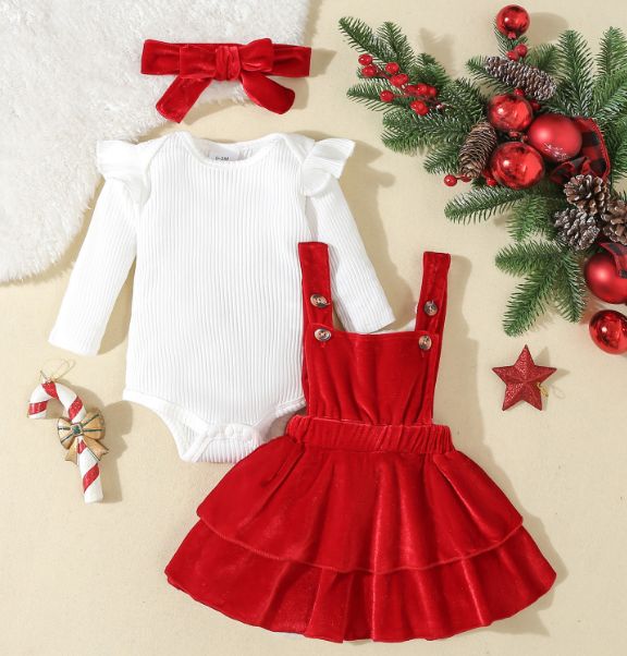 Christmas Dungaree Dress and Top