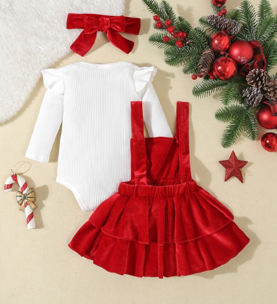 Christmas Dungaree Dress and Top