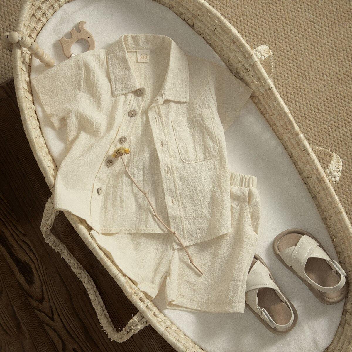 Button-Down T-shirt & Shorts Set - Belle Baby