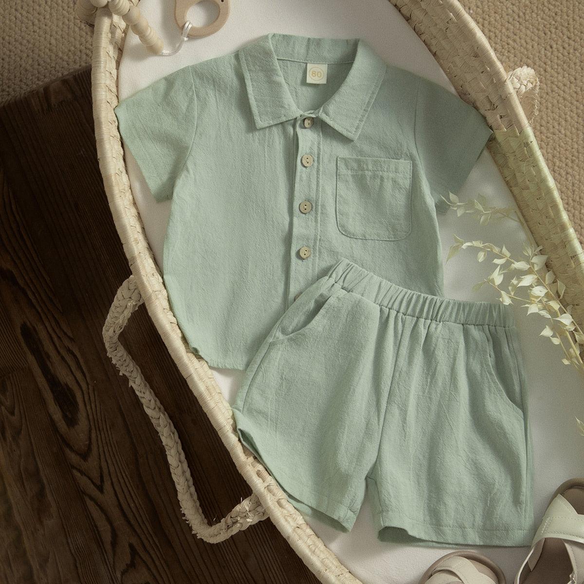 Button-Down T-shirt & Shorts Set - Belle Baby