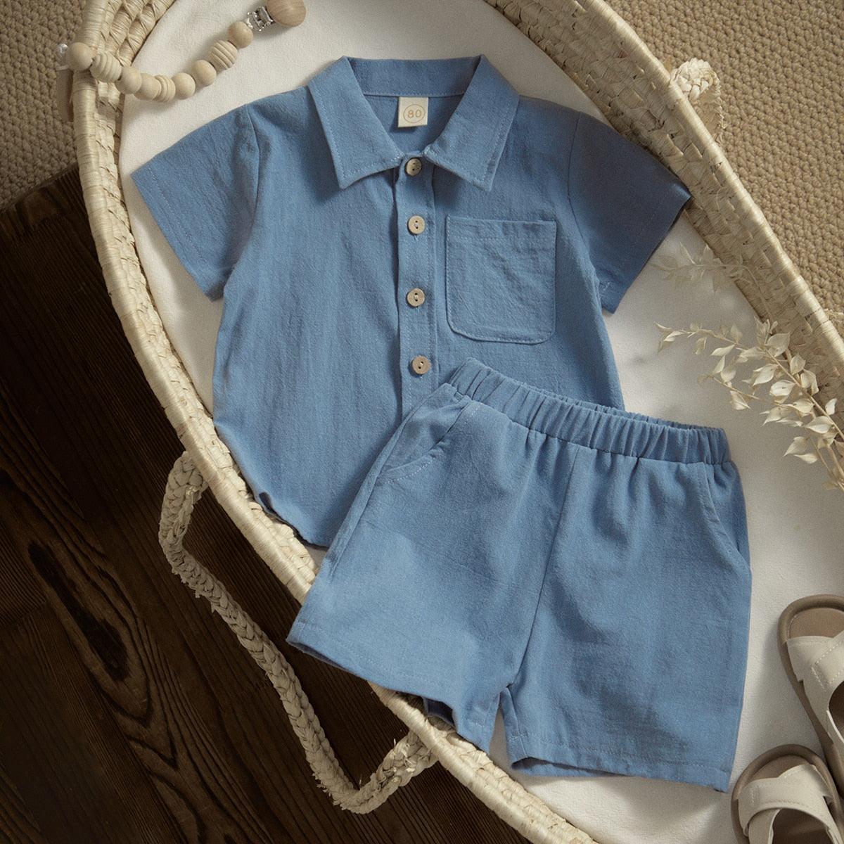 Button-Down T-shirt & Shorts Set - Belle Baby