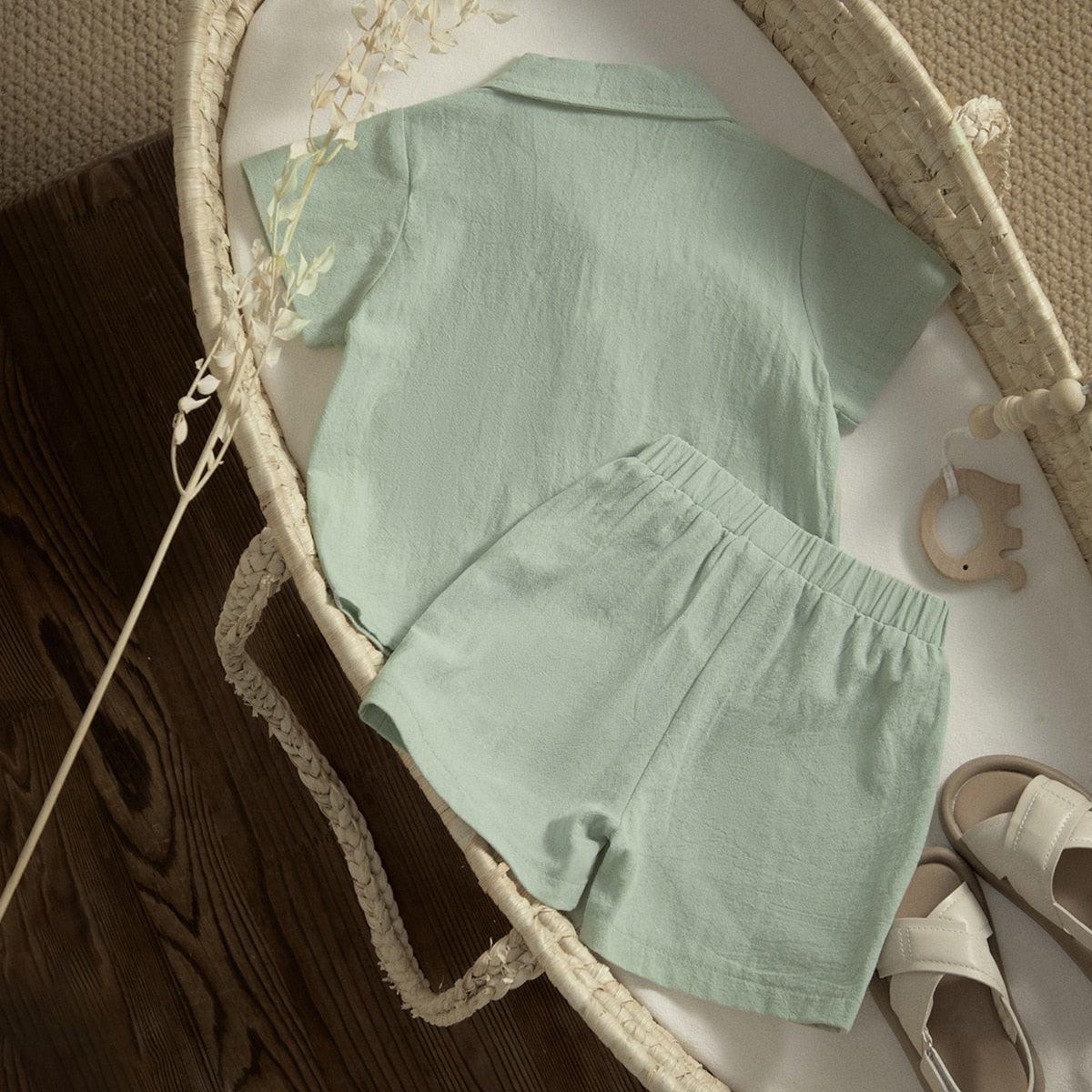 Button-Down T-shirt & Shorts Set - Belle Baby