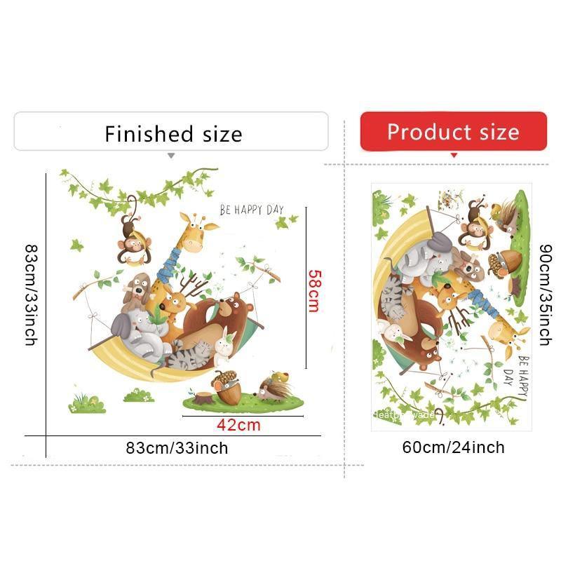 Cartoon Animal Hammock Wall Sticker - Belle Baby