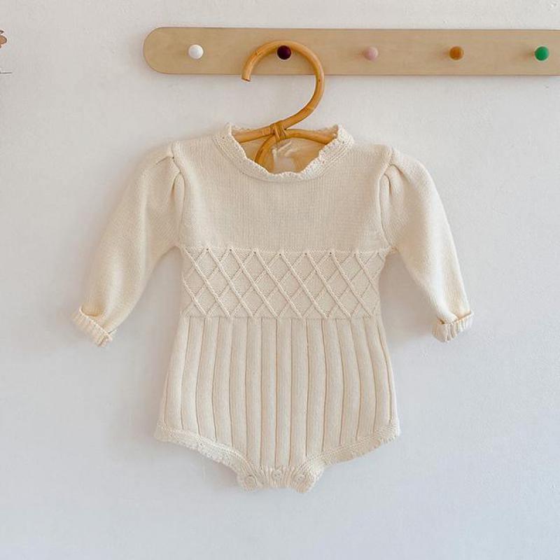 Cream Knitted Baby Onesie - Belle Baby