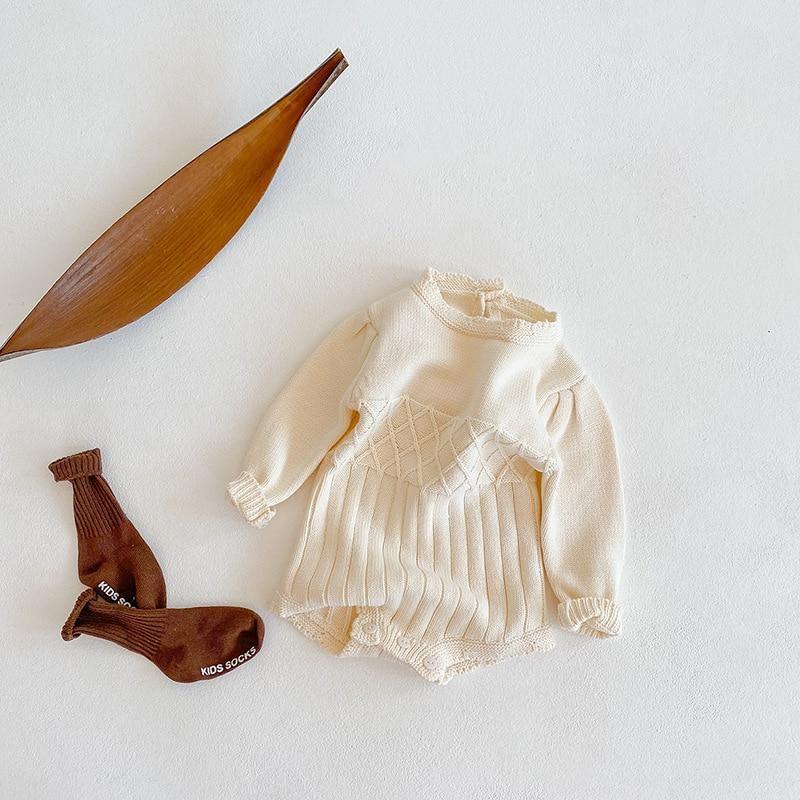 Cream Knitted Baby Onesie - Belle Baby