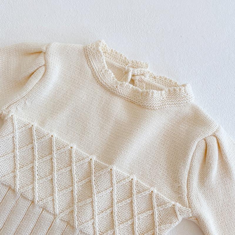 Cream Knitted Baby Onesie - Belle Baby