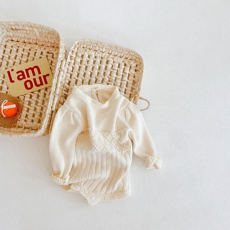 Cream Knitted Baby Onesie - Belle Baby
