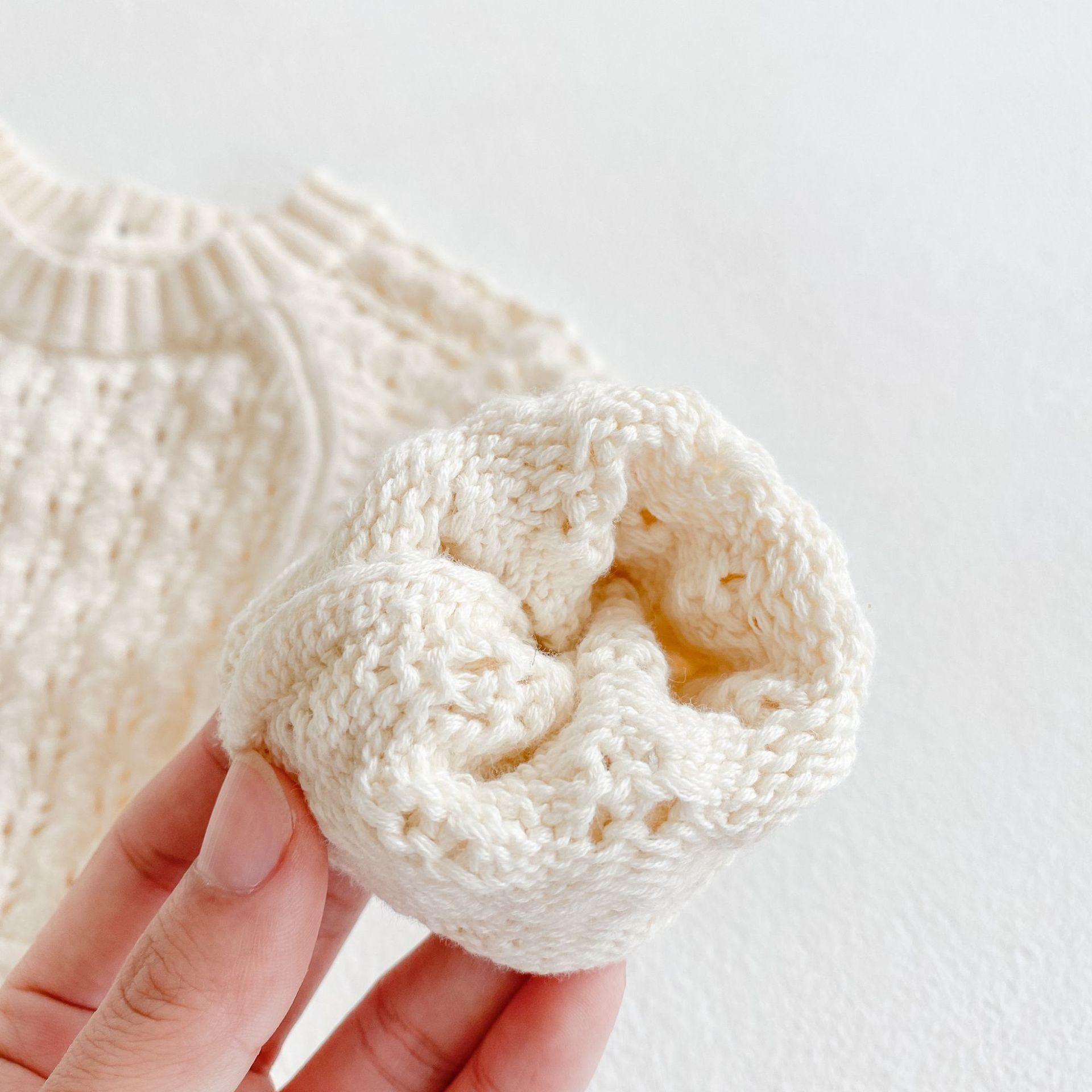 Cream Knitted Romper - Belle Baby