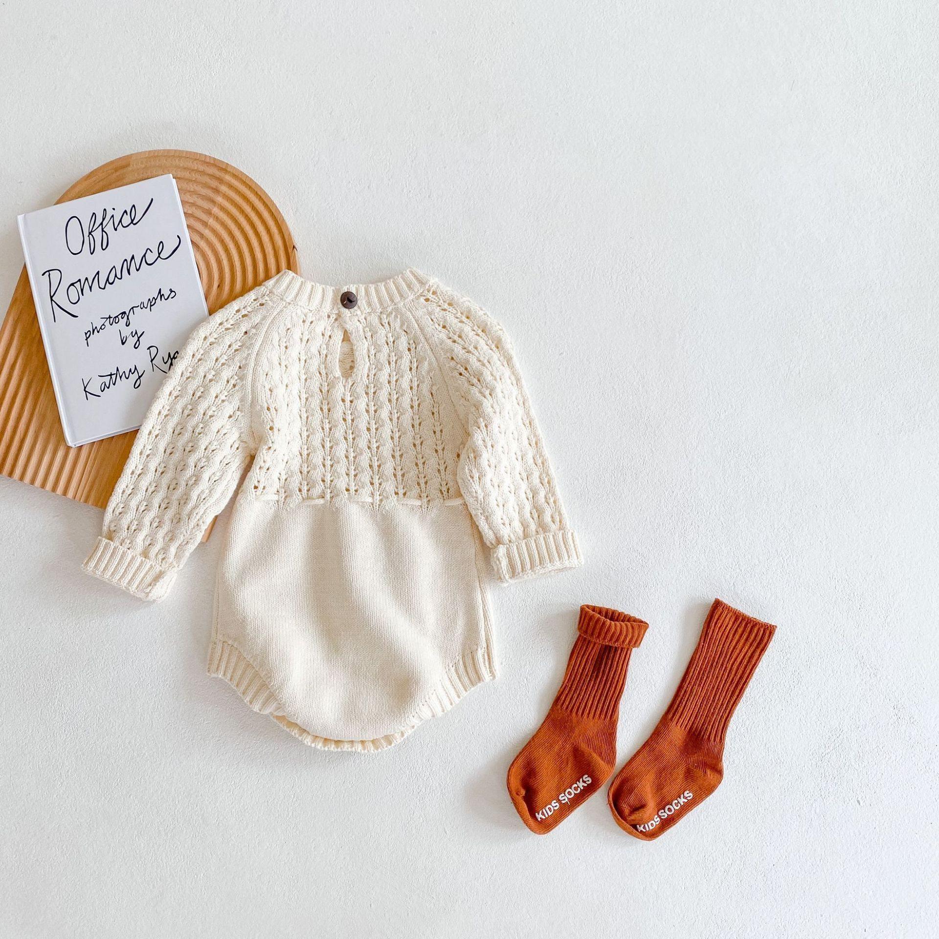 Cream Knitted Romper - Belle Baby