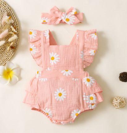 Daisy Ruffle Romper & Headband - Belle Baby