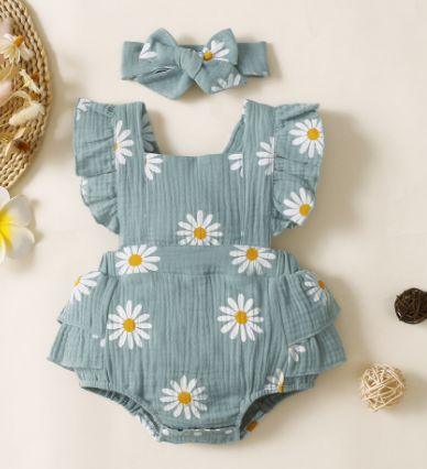 Daisy Ruffle Romper & Headband - Belle Baby