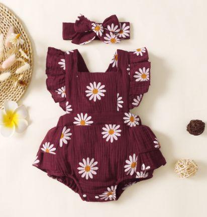 Daisy Ruffle Romper & Headband - Belle Baby