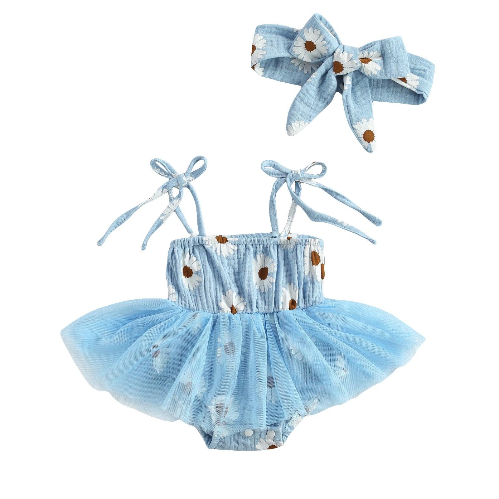 Daisy Tutu Romper Dress and Headband - Belle Baby