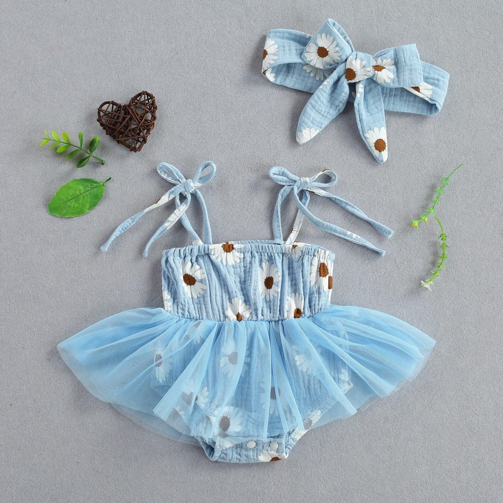 Daisy Tutu Romper Dress and Headband - Belle Baby