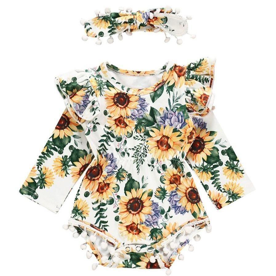 Floral Pom Pom Bodysuit - Belle Baby