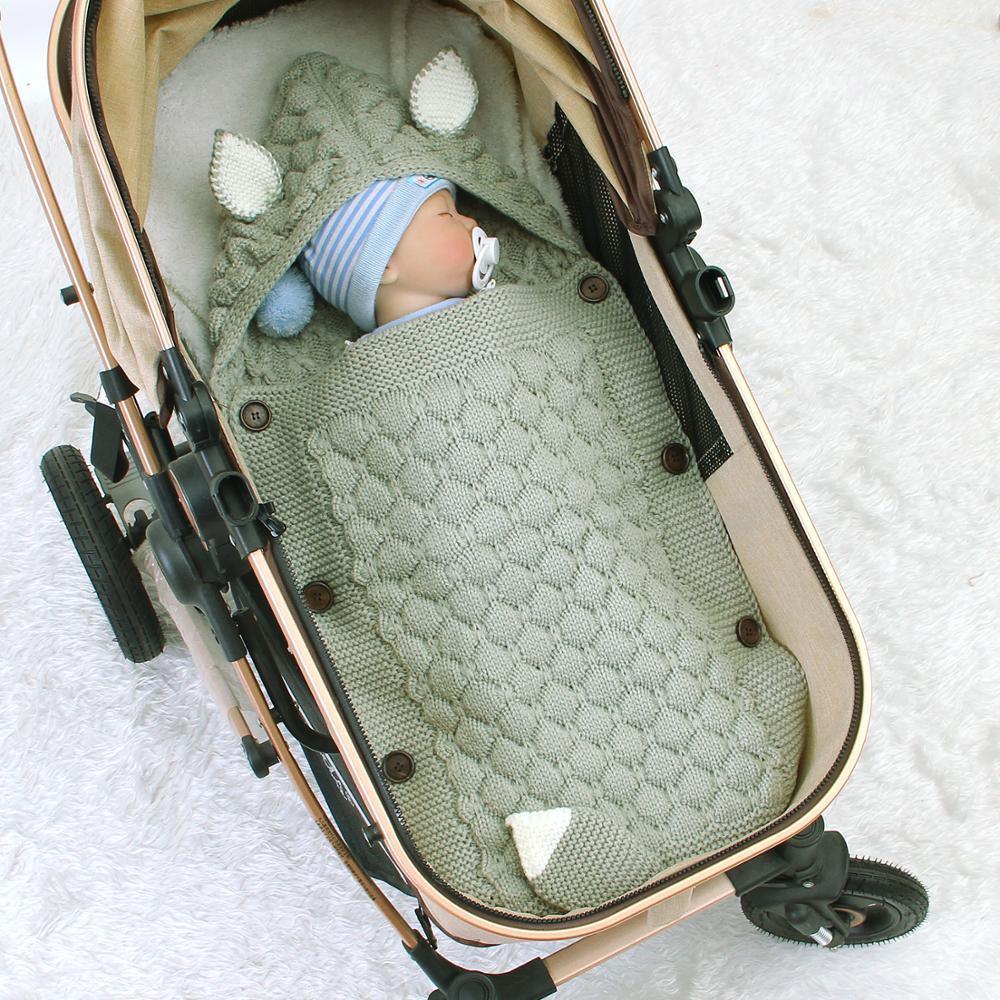 Knitted Fox Baby Pram Sleeping Bag - Belle Baby