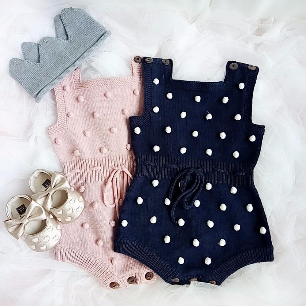 Knitted PomPom Overalls - Belle Baby