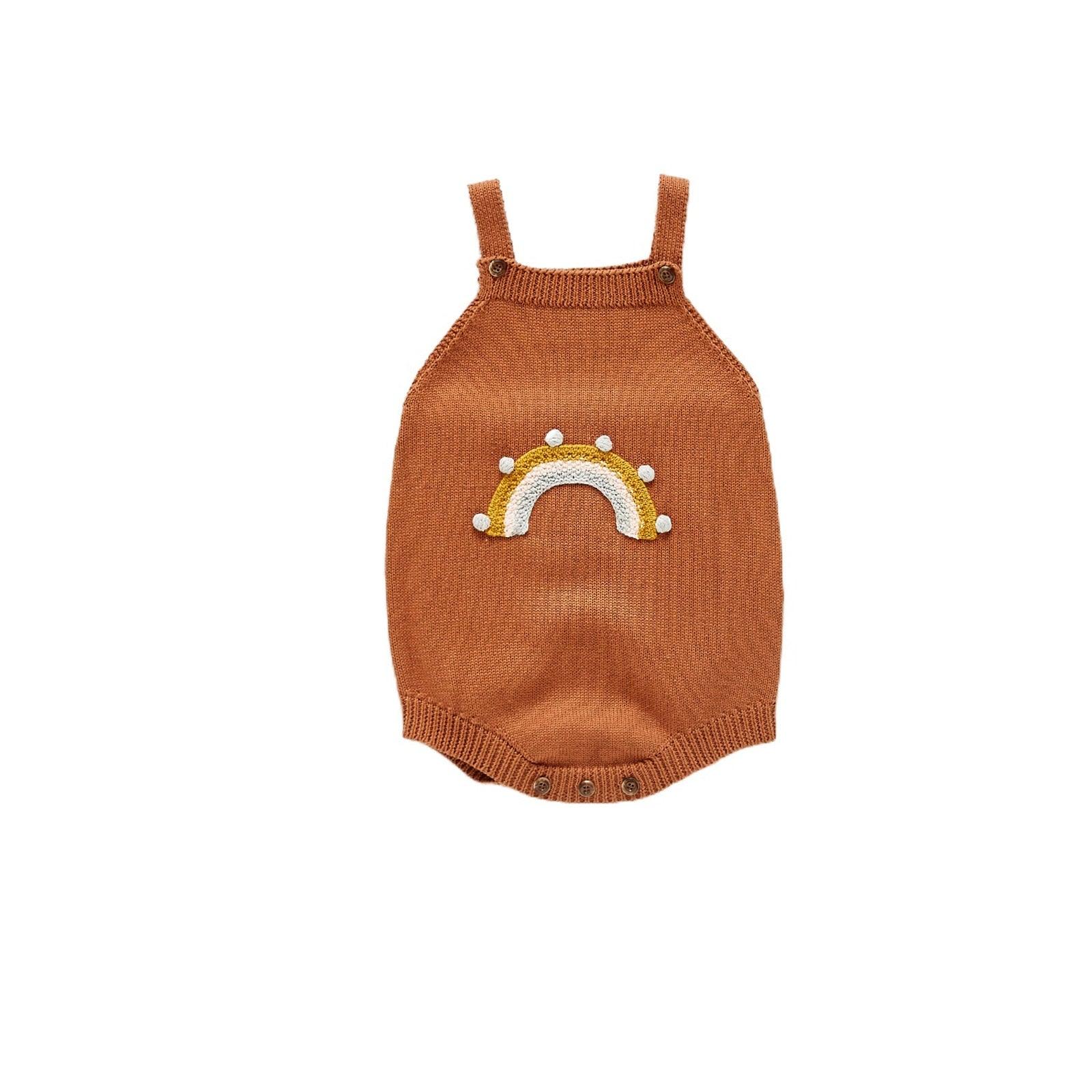 Knitted Rainbow Sleeveless Romper - Belle Baby