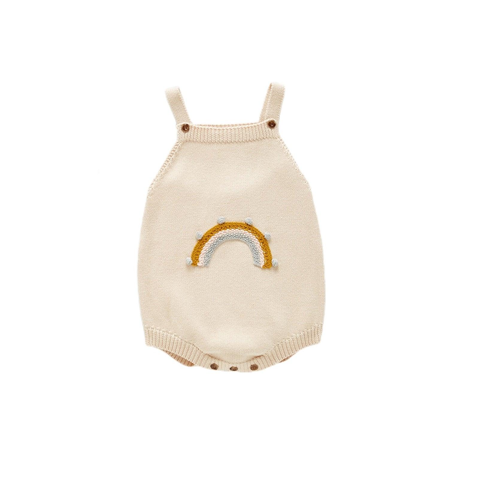 Knitted Rainbow Sleeveless Romper - Belle Baby