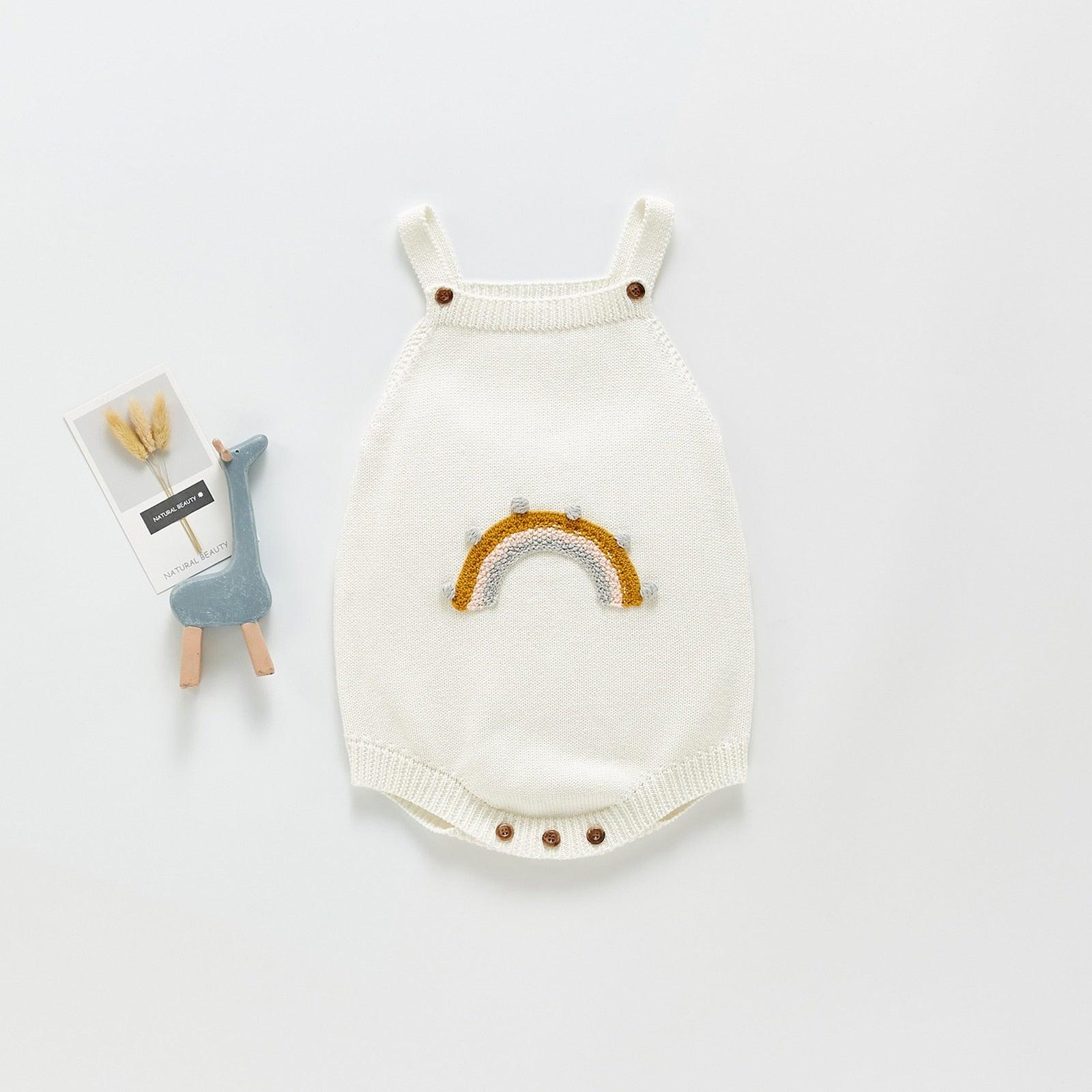 Knitted Rainbow Sleeveless Romper - Belle Baby