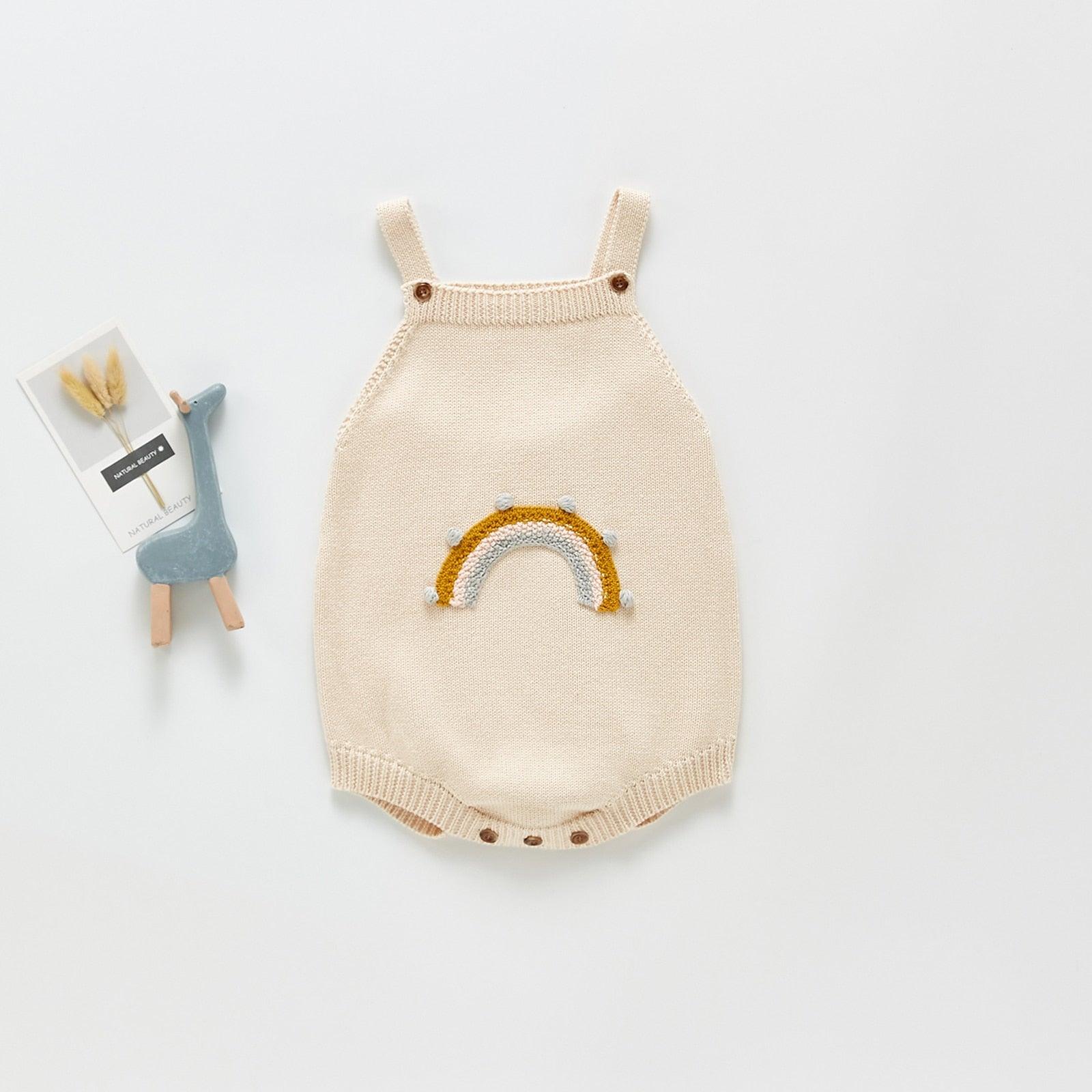 Knitted Rainbow Sleeveless Romper - Belle Baby