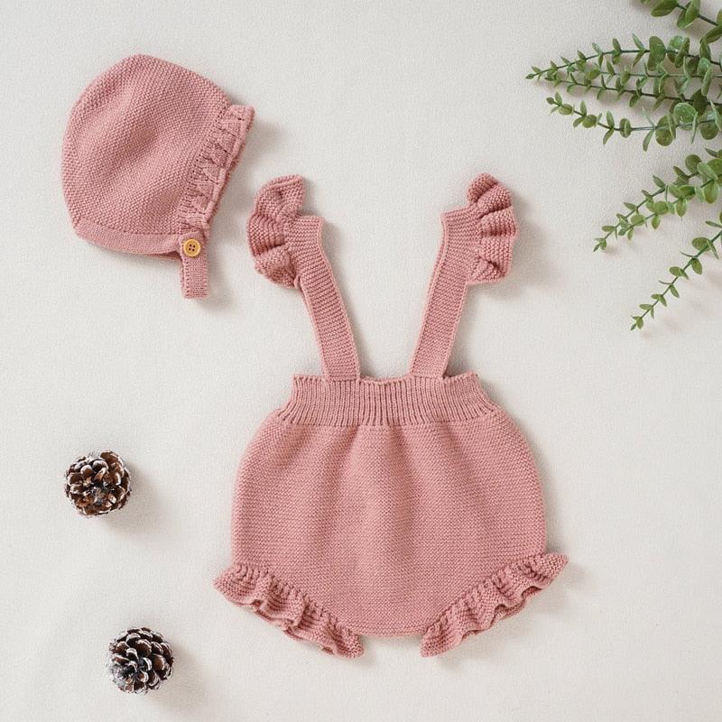Knitted Strappy Overall Set - Belle Baby