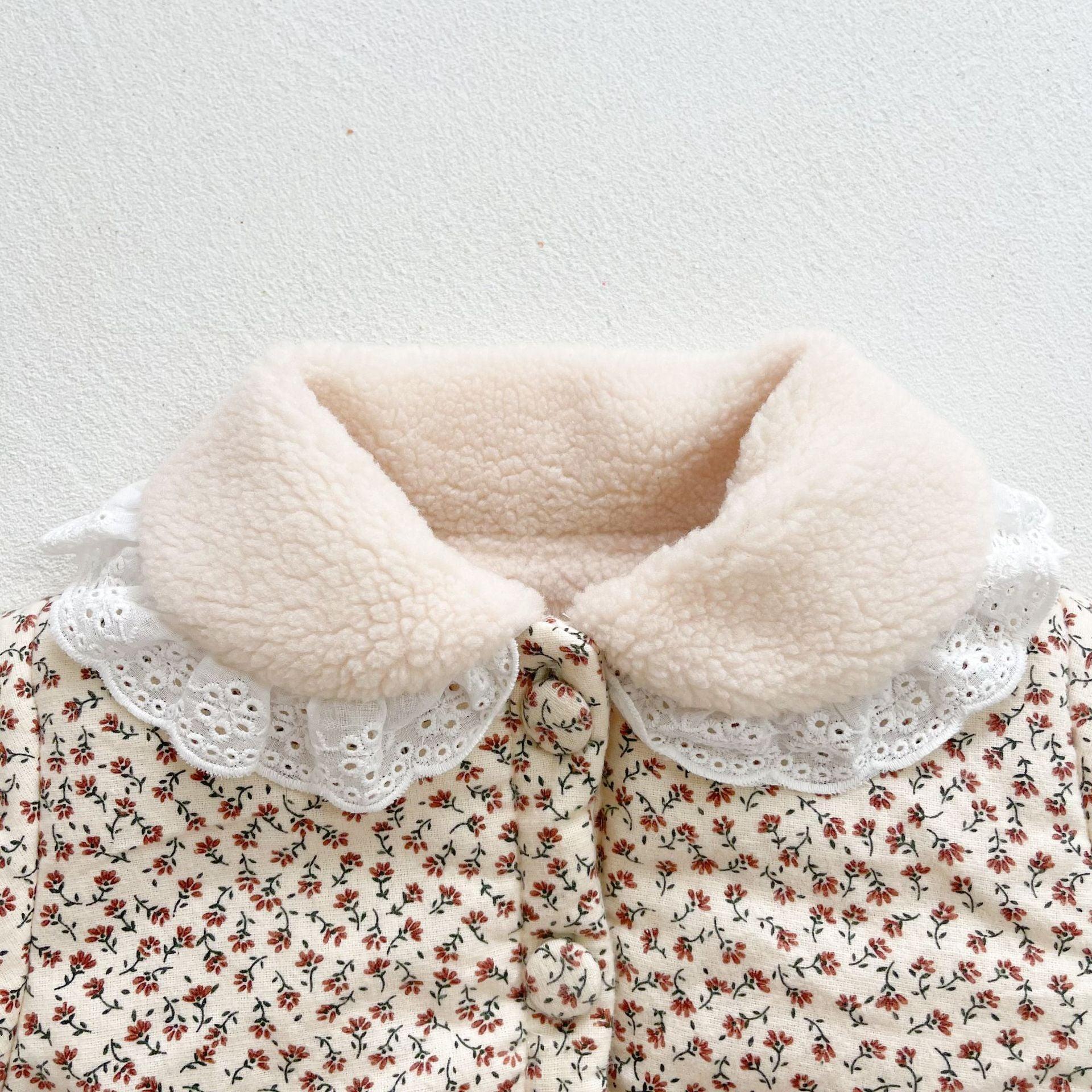 Lace Collar Floral Coat - Belle Baby