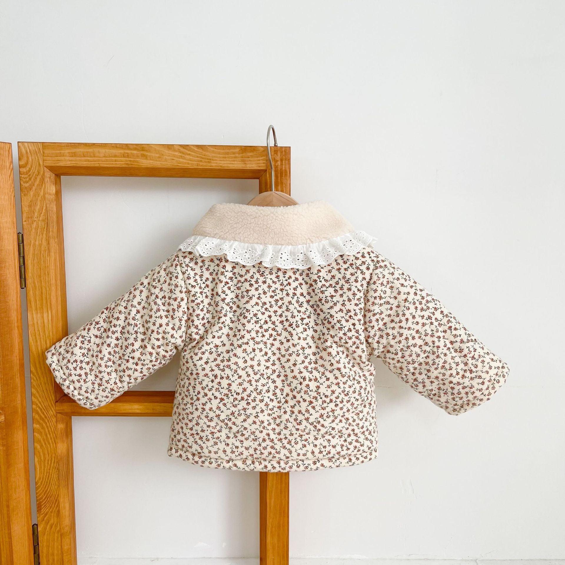 Lace Collar Floral Coat - Belle Baby