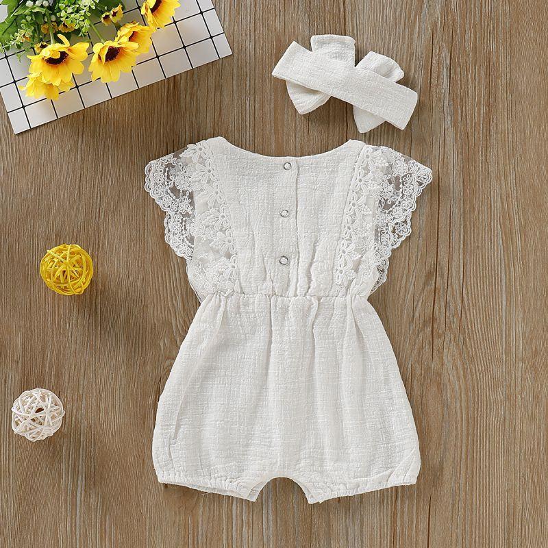 Lace Romper & Bow - Belle Baby