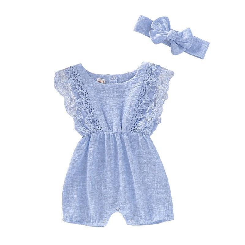 Lace Romper & Bow - Belle Baby