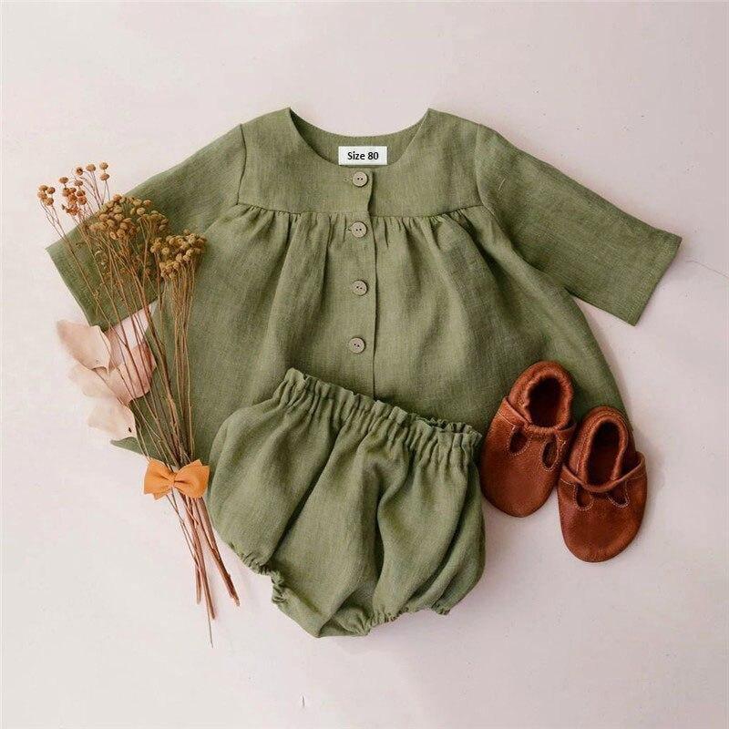 Linen Button Down & Shorts - Belle Baby