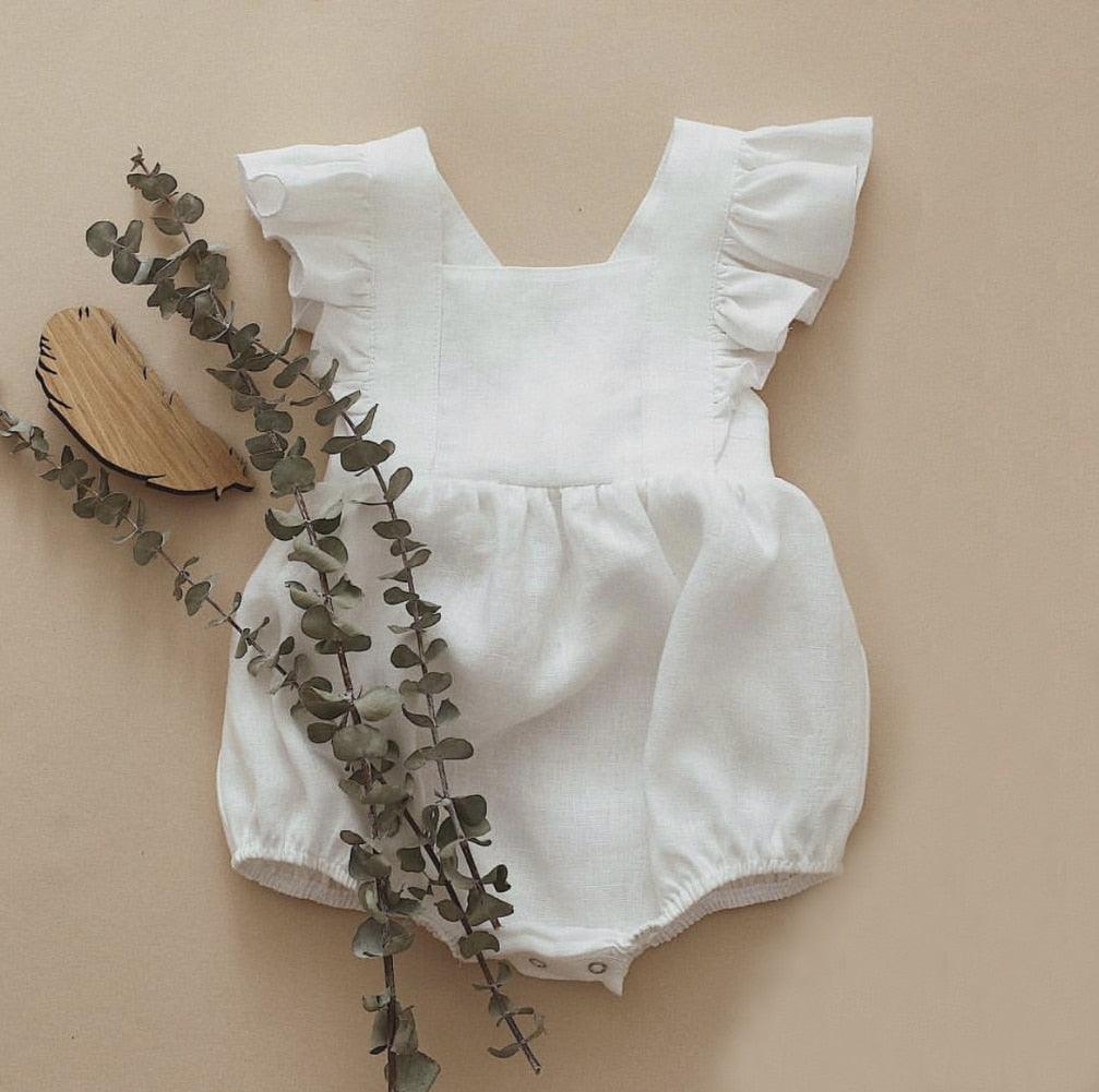 Linen Ruffle Romper - Belle Baby