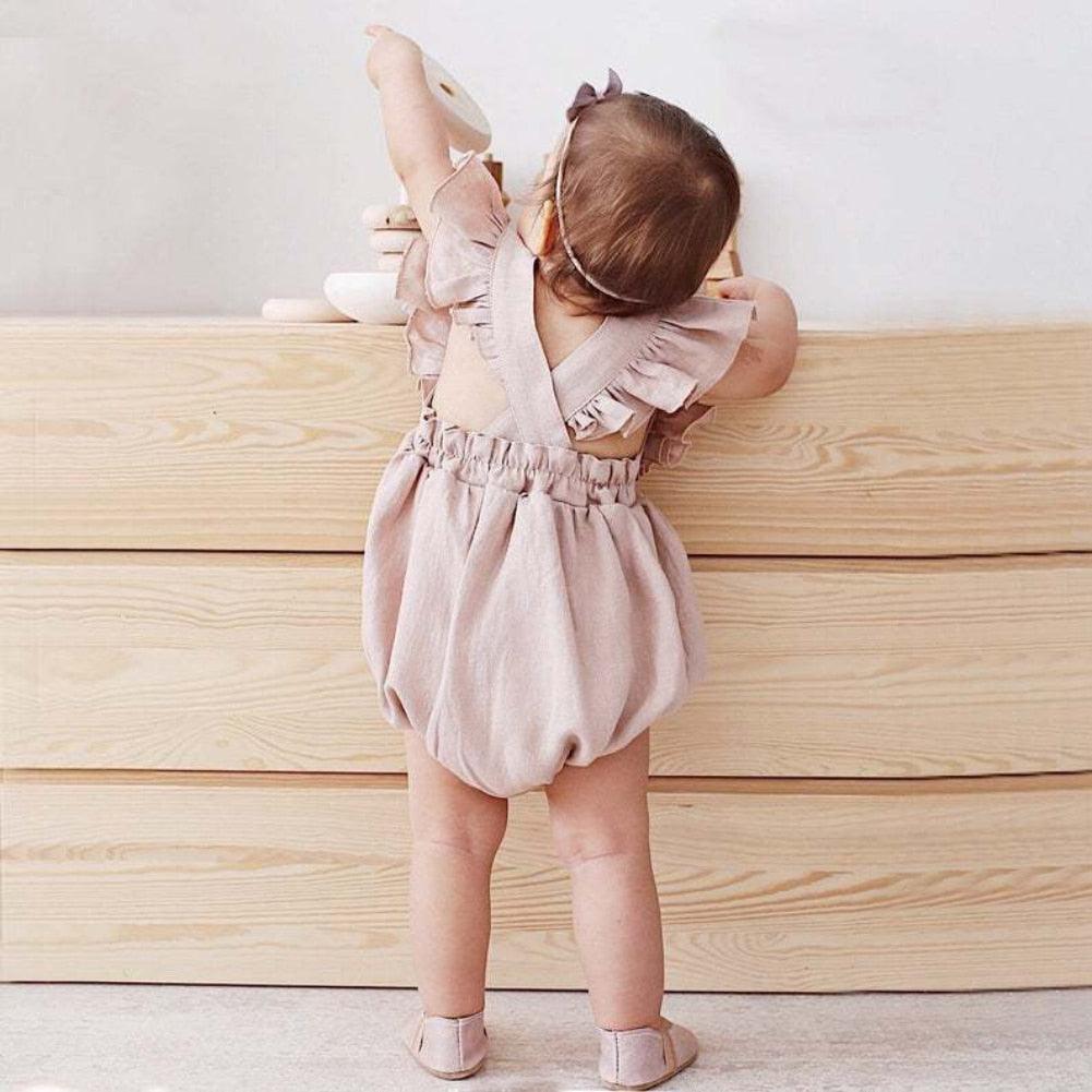 Linen Ruffle Romper - Belle Baby