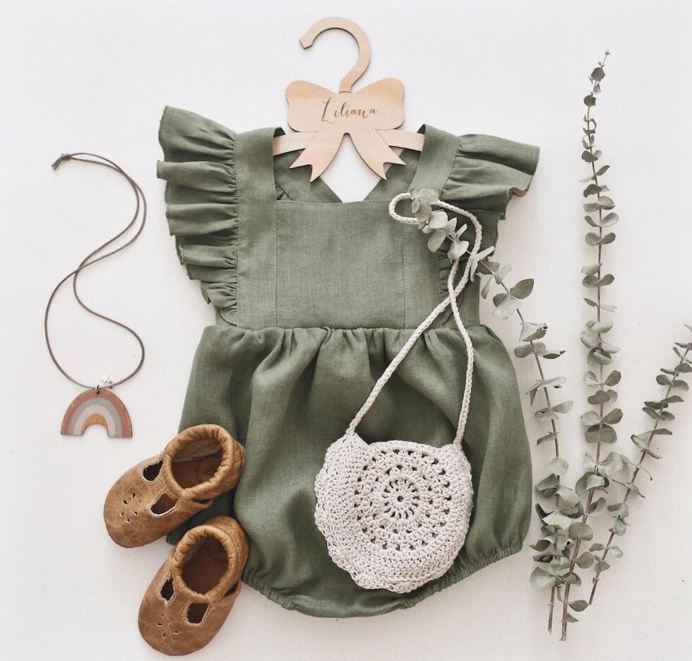 Linen Ruffle Romper - Belle Baby