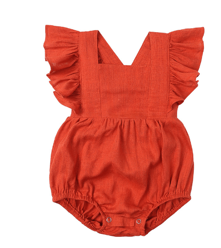 Linen Ruffle Romper - Belle Baby