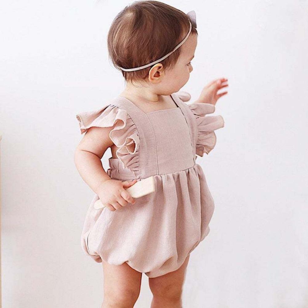 Linen Ruffle Romper - Belle Baby