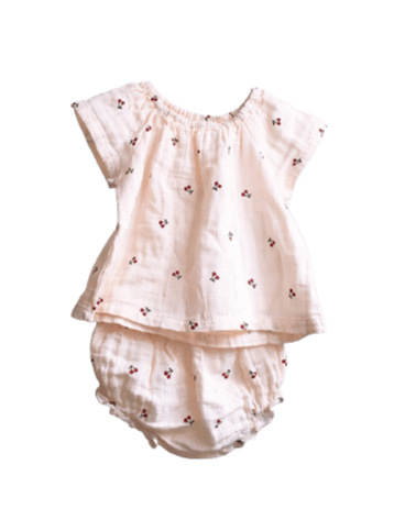Organic Cherry Top & Bottom Set - Belle Baby
