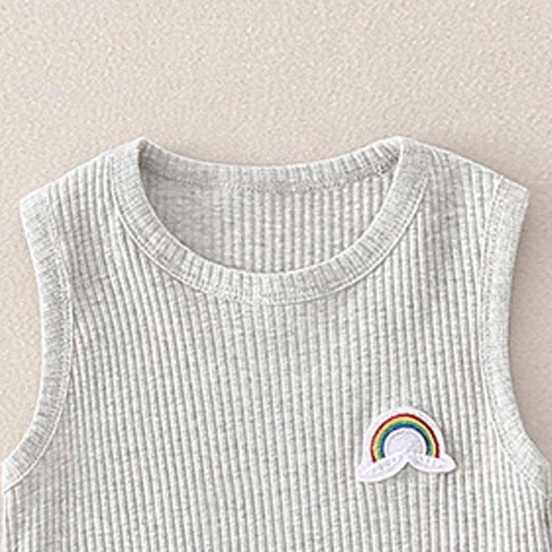Rainbow Icon Knitted Sleeveless Romper - Belle Baby