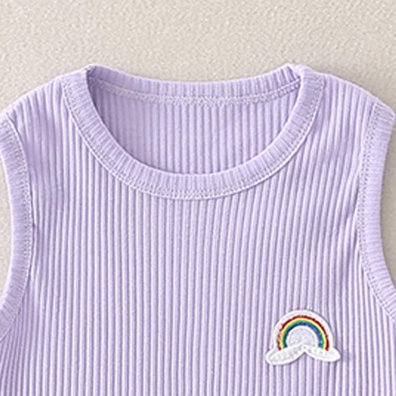 Rainbow Icon Knitted Sleeveless Romper - Belle Baby