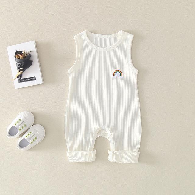 Rainbow Icon Knitted Sleeveless Romper - Belle Baby